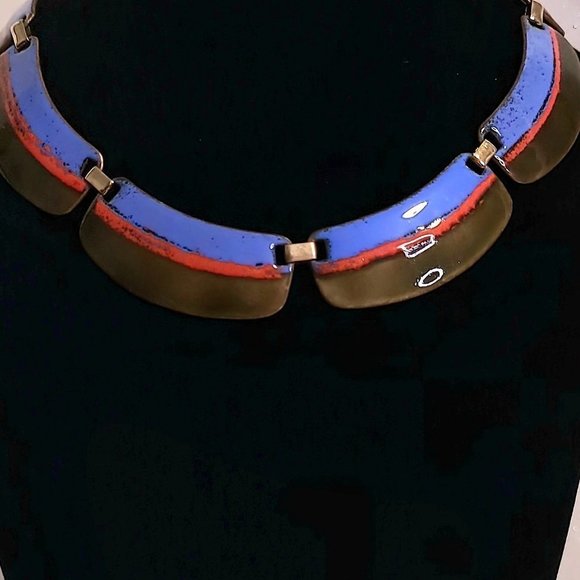 MCM KAY DENNING Enamel on Copper Necklace - Picture 2 of 9